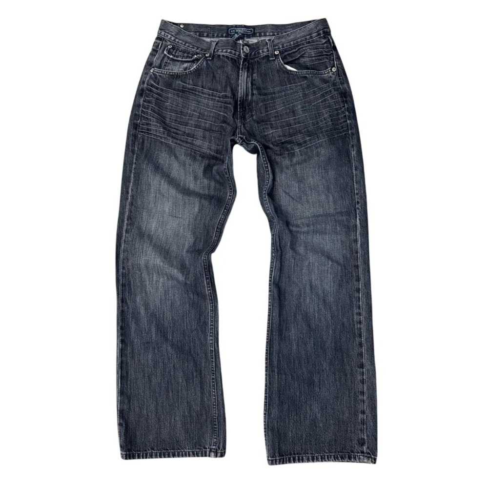 Y2K US Polo Assn Baggy Embroidered Pockets Skater Dark Wash Jeans 36x33